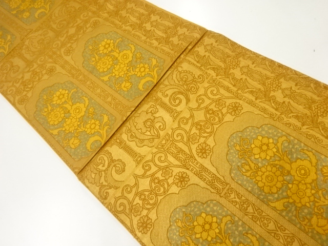 花更紗模様織出し袋帯